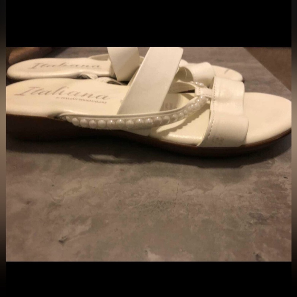 Ladies White Italian Slip On Sandals